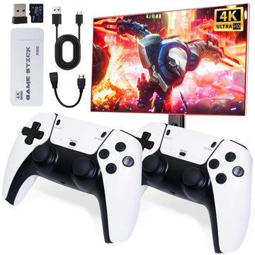 Wireless Retro Game Console Stick 4K,Retro Game Stick with Built-in 20+ Emulators 20000+ Games 4k Hdmi Output & 2.4GHz Wireless Controller Retro Game Emulators Plug & Play TV Video Games(64G)