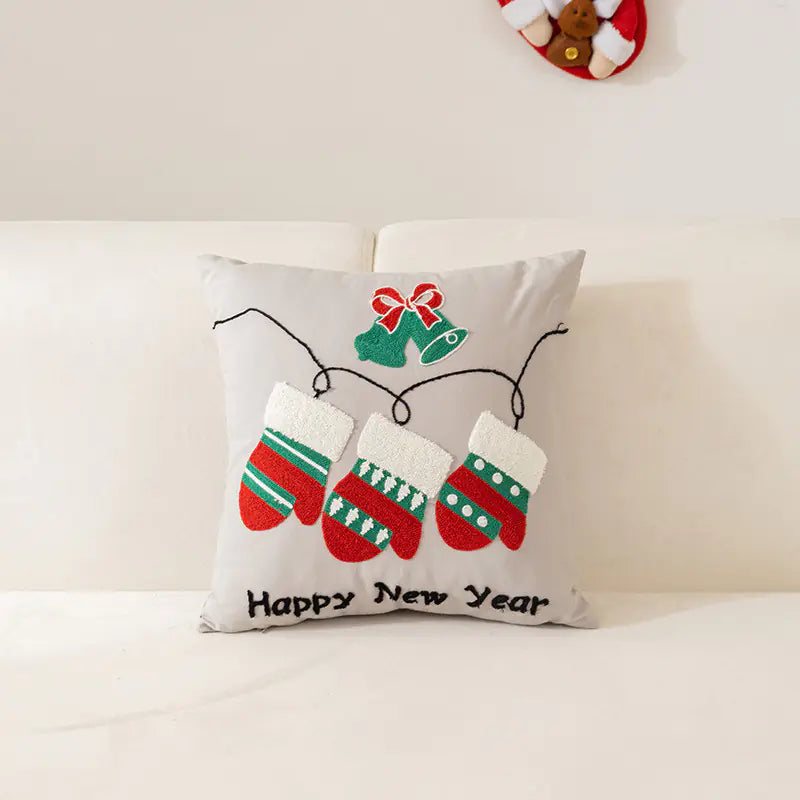 Christmas Embroidered Pillow Cover for Home Decor